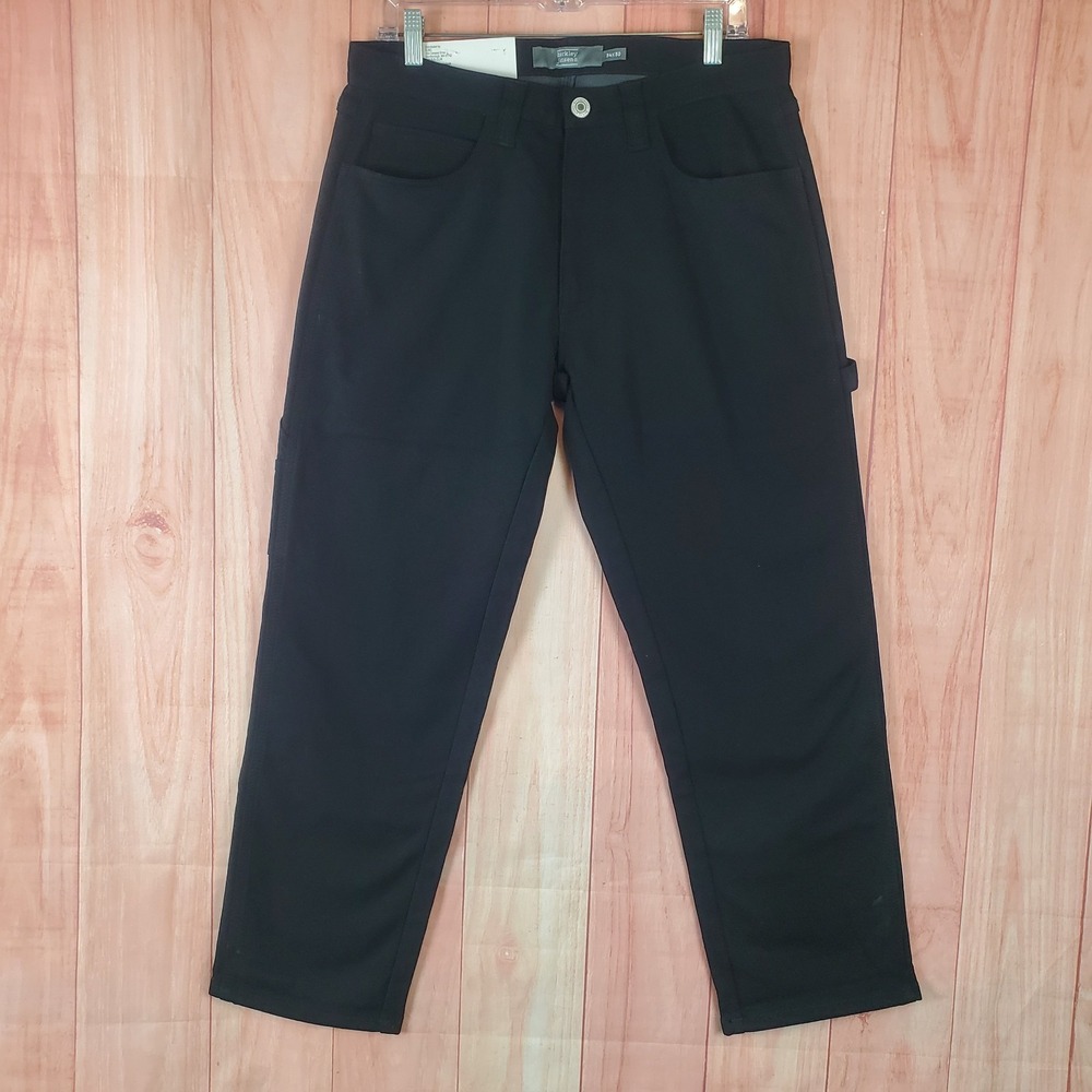 Berkley Jensen Mens Pants 32 32x30‎ Black 5-Pockets Design Relaxed Fleece Lined